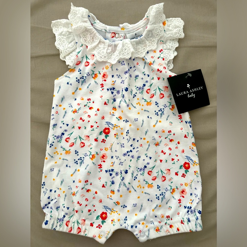 Laura Ashley NWT baby floral romper 3-6
